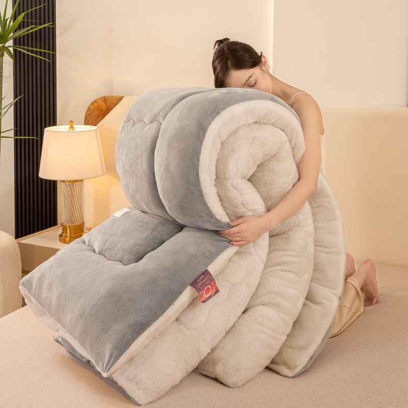 工場直販 両面ミルクベルベット冬用掛け布団 暖かい羊毛ベルベット掛け布団 春秋用掛け布団芯 ライブ配信対応 柔らかい