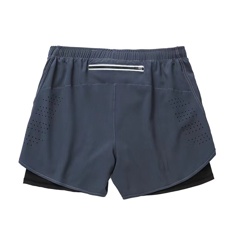 European and American Style Men's Marathon Track and Field Quick-Dry Shorts with Anti-Exposure Lining, Two-In-One Fitness Training Shorts, Running Shorts