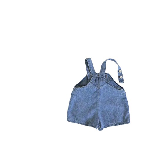 Summer unisex denim overalls with suspenders for babies, simple and versatile stylish one-piece pants in Korean version
