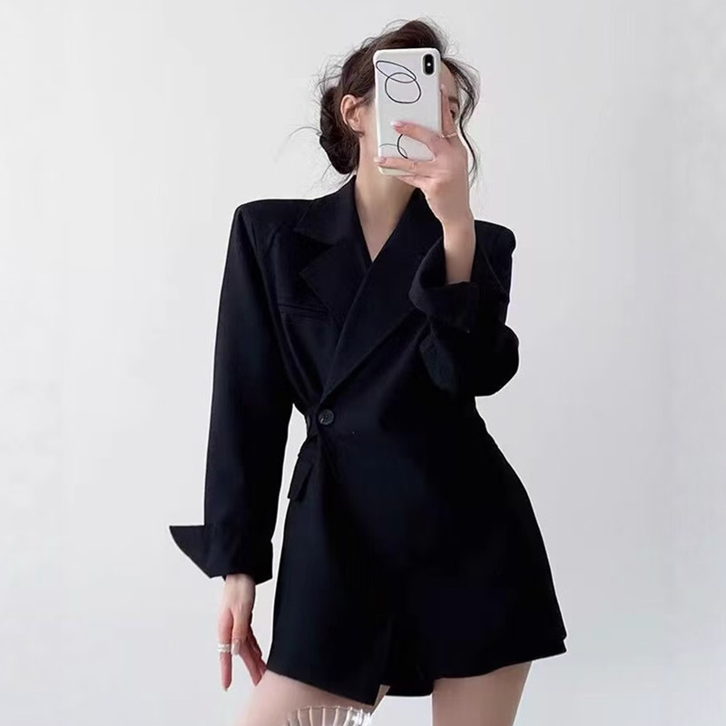 西装外套女2025新款秋季收腰设计感韩版垂坠爆款中长款御姐名媛风
