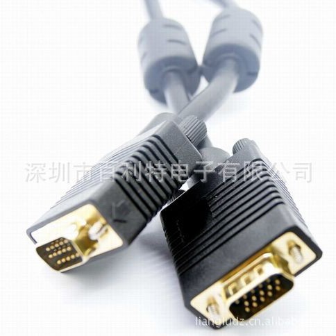 SVGA 3+8 双磁环 黑色镀金VGA CABLE 工程级高清显示线 投影仪线