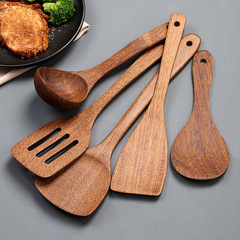 Wooden spatula wholesale chicken wing wood long handle spatula no paint no wax cooking kitchen utensil set non-stick pot long handle cooking spatula