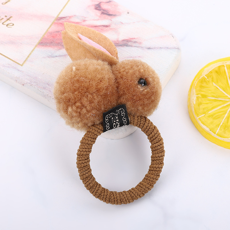 Nuevo pelo de los niños cuerda lindo pelo bola conejo pelo anillo niñas dibujos animados felpa lazo tocado goma cabeza banda cabeza Accesorios