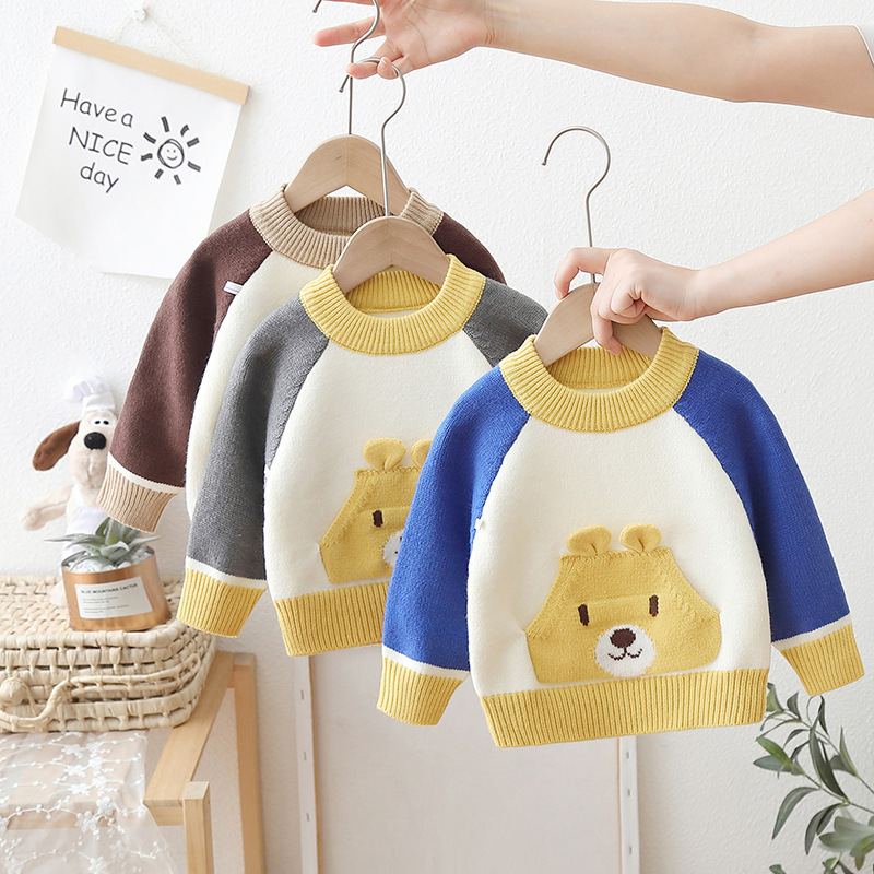 Dropshipping 2025 New Boys' Sweater Pullover Stylish Fleece-Lined Toddler Autumn and Winter Outfit Baby Children's Knit Innerwear Dropshipping 2025 New Boys' Sweater Pullover Stylish Fleece-Lined Toddler Autumn and Winter Outfit Baby Children's Knit Innerwear