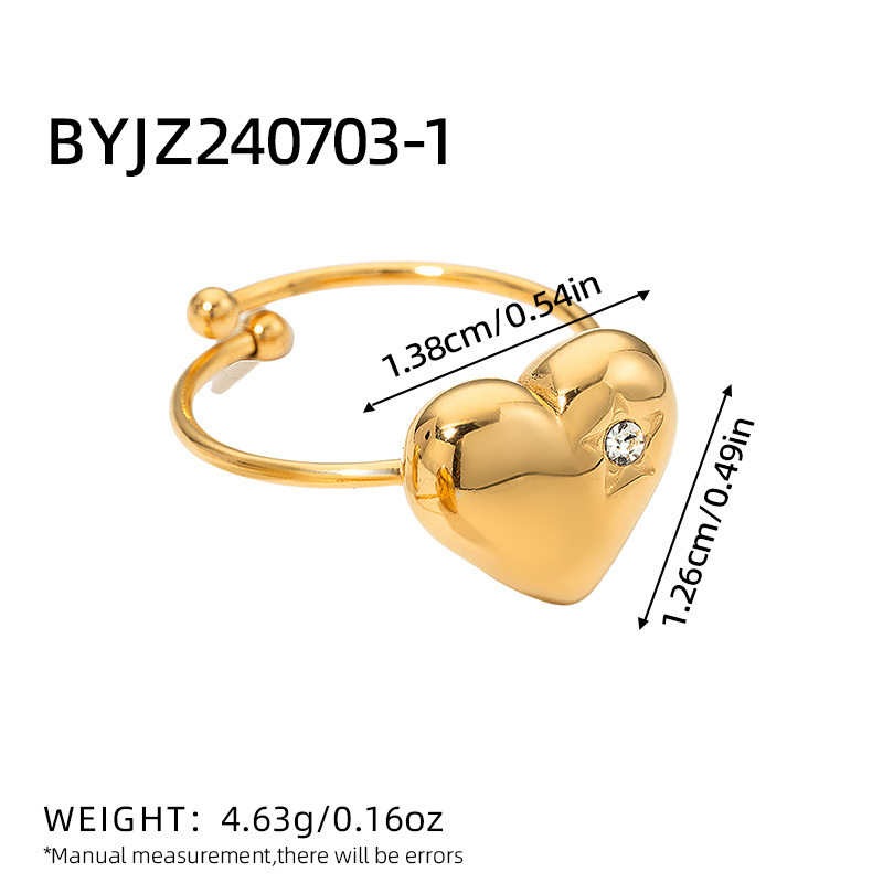 Sieradenset k gold oorstekers hart en ring elegant voor dames_voghion.com