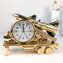 创意古典火箭车闹钟床头钟桌面装饰摆件生日礼物懒人钟表批发外贸