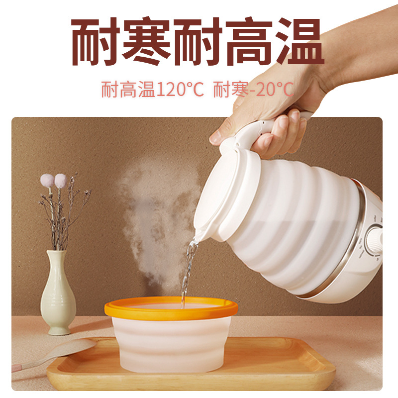 Instant noodles silicone folding bowl outdoor portable camping picnic environmentally friendly high temperature resistant compression bowl travel tableware set