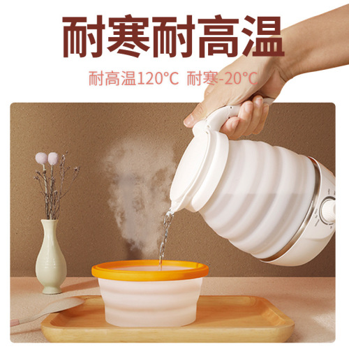 Instant noodles silicone folding bowl outdoor portable camping picnic environmentally friendly high temperature resistant compression bowl travel tableware set