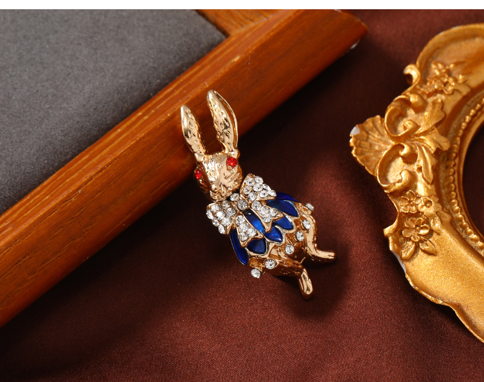 Cute Retro Rabbit Alloy Enamel Inlay Rhinestones Unisex Brooches display picture 7