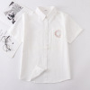 Genuine student pleated skirt, shirt for elementary school students, uniform, 2023, with embroidery, with short sleeve