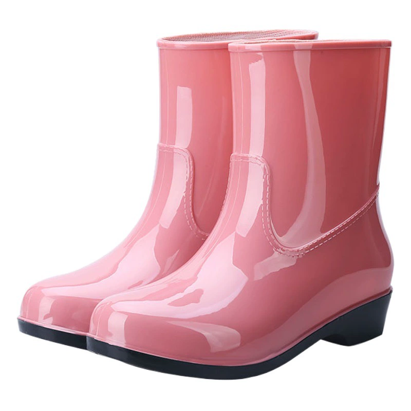Теплая Водная обувь Four Seasons Нескользящая обувь от дождя со средней трубкой Женские резиновые сапоги в Корейском стиле Водонепроницаемая обувь для автомойки Модная Нескользящая Рабочая обувь