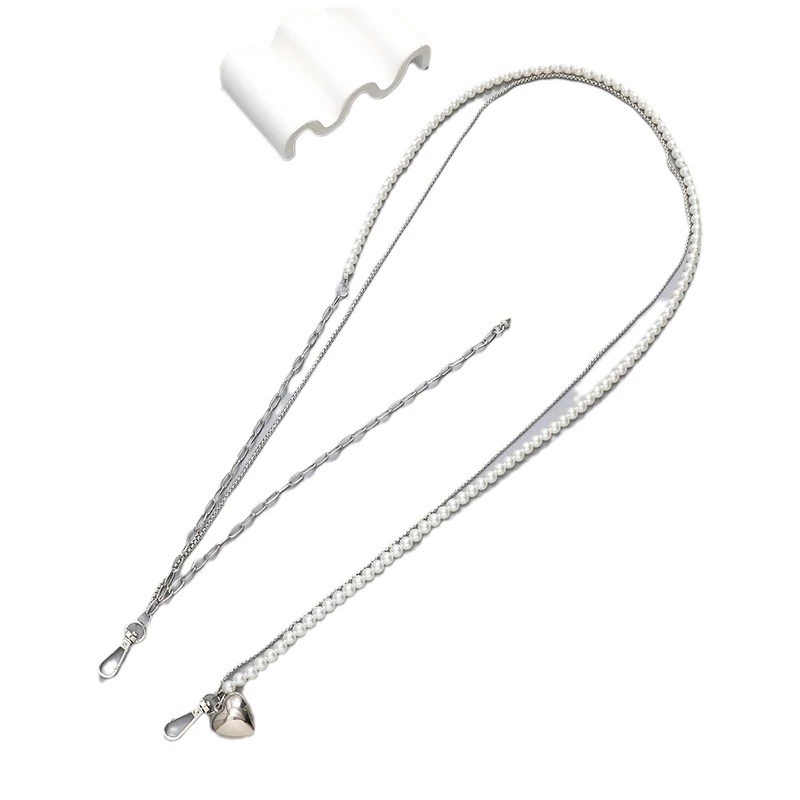 Woven chain from pearl, mobile phone, strap, pendant, shoulder bag, phone case