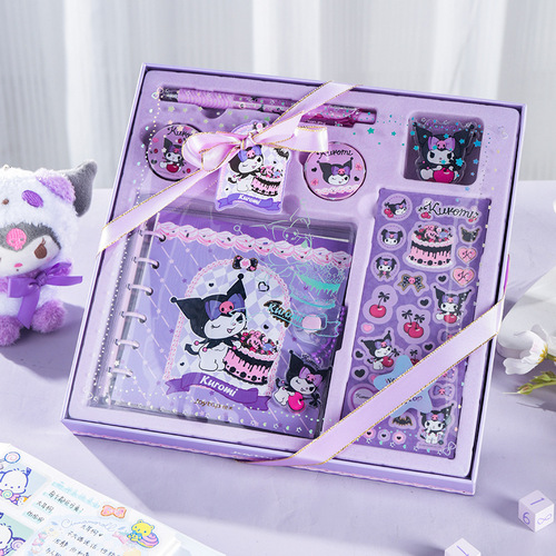 Yuemu Sanrio Kuromi Handbook Gift Box Set Girly Heart Checkered Big-Eared Dog Student Notebook Handbook