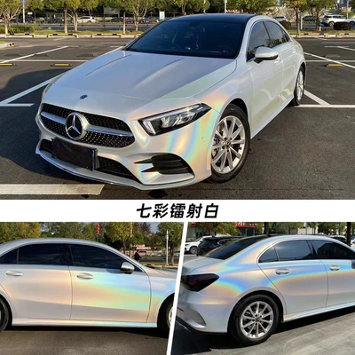 white car wrap, colorful — Automotive Film - other-rainbow-laser-white152-1m