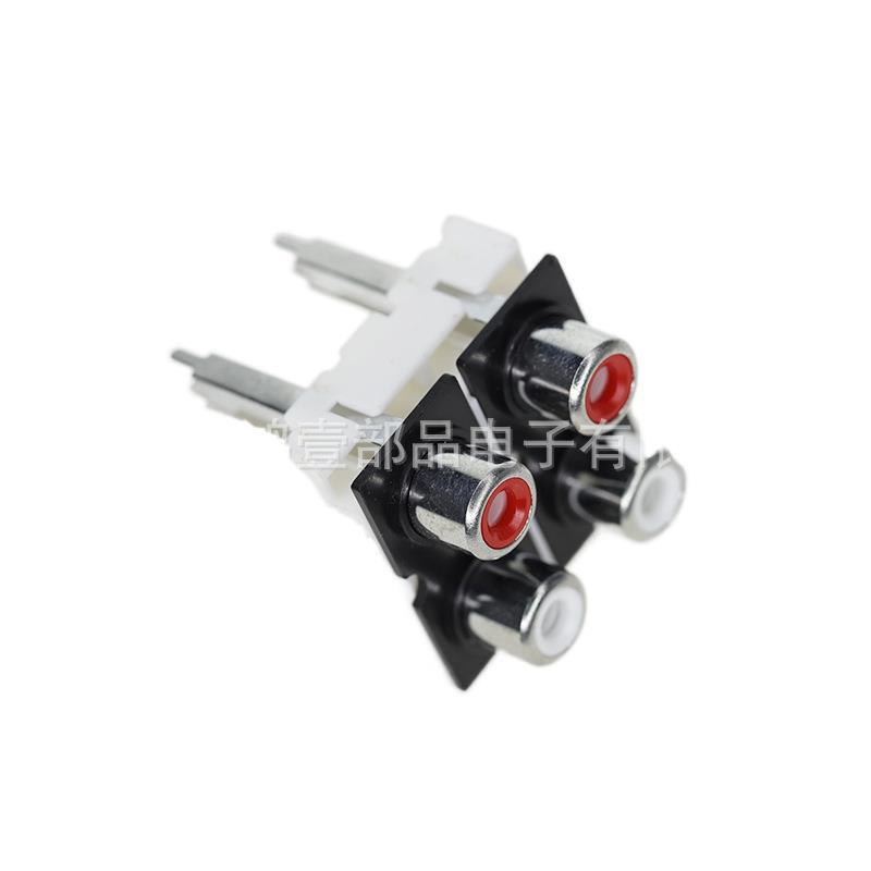 鸿壹厂家供应4孔RCA座 加高直插式红白AV音频视频输出母座