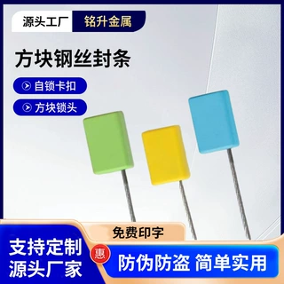 定制钢丝封条防篡改一次性施封锁电表物流防盗可印字方块钢丝铅封