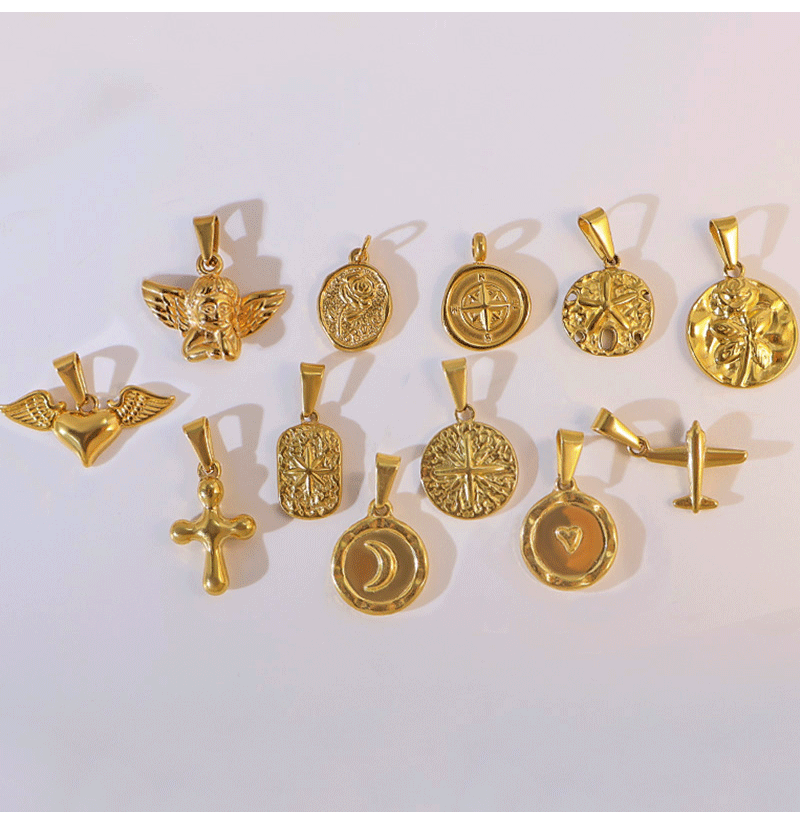 4g Weight Pendant Jewelry Making Type Real Gold Plated Plating Material 1 Piece 304 Stainless Steel Real Gold Plated Heart Shape Pendant DIY Jewelry Accessories