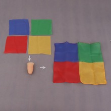 新品 丝巾融合 四条小绸巾变大四色丝巾 彩色方巾组 魔术道具