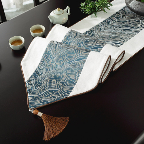 Marble table flag high precision splicing gold wire jacquard light luxury table flag living room conference room model room tassel