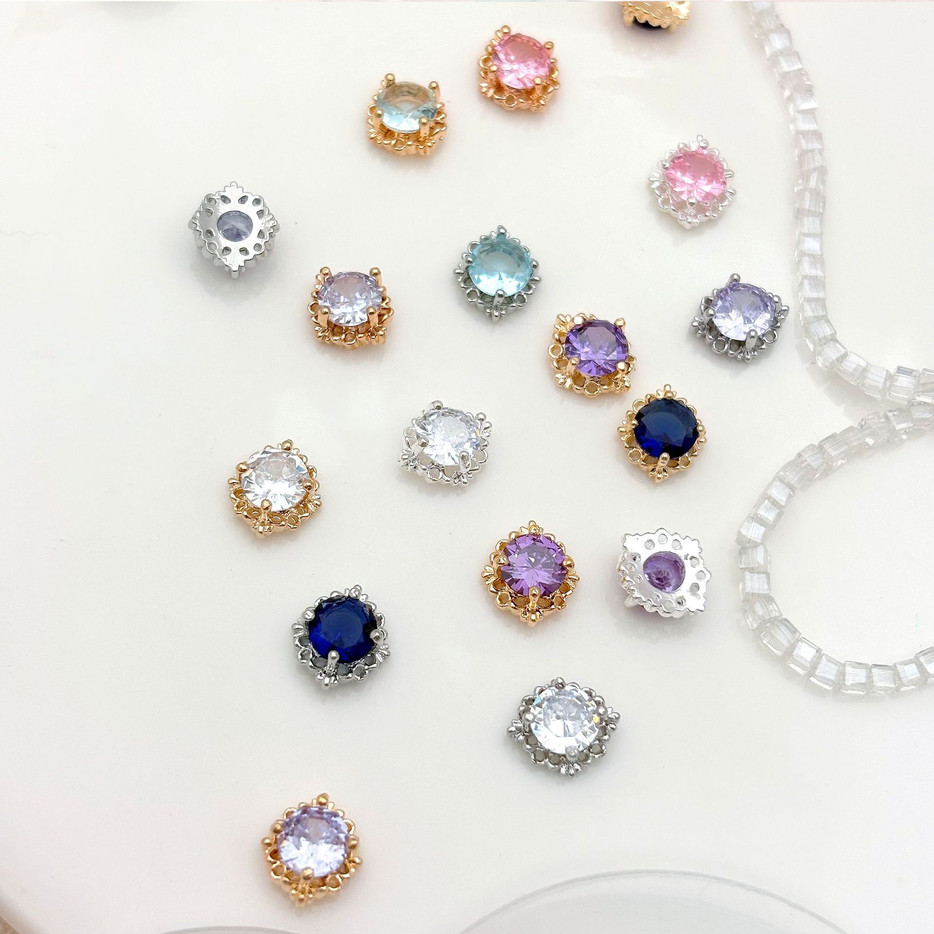 Retro ronda circonio uñas joyería uñas diamante joyería DIY uñas pegatina circón único retro circón fábrica lote