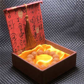 文玩盒子 佛珠手串盒 麻布流苏礼品盒 DIY饰品批发 12cm