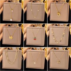 欧美时尚新品网红同款不锈钢彩色锆石贝壳吊坠轻奢高级感锁骨项链