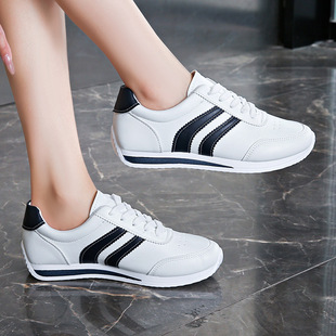 Cross-border Explosions Summer White Shoes Soft Sole All-match Forrest Gump Shoes Lace-up Casual sneaker Soft Leather Running Shoes Women's Shoes