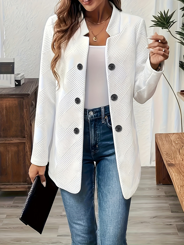 2025秋冬ヨーロッパとアメリカの婦人服クロスボーダー新ファッションブレストスタンドカラーカーディガンコート|undefined