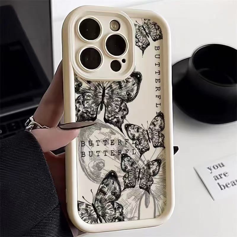 Mariposa retro para iPhone 16pro funda para teléfono móvil Apple 15 anti-caída 14 Japón y Corea del Sur 13promax nuevo 12x