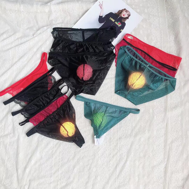 New Fashion Sexy Lace Men's Underwear Pocket Briefs Mesh Temptation Large Size Thong Combination Set New Fashion Sexy Lace Men's Underwear Pocket Briefs Mesh Temptation Large Size Thong Combination Set