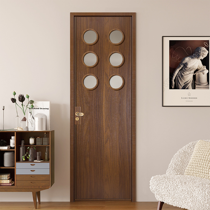 Direct Sale Retro Aluminum Alloy Perforated Door, Vintage-Style Bathroom Door, Household Indoor Door, Natural Wood Color Single Door, New Model Direct Sale Retro Aluminum Alloy Perforated Door, Vintage-Style Bathroom Door, Household Indoor Door, Natural Wood Color Single Door, New Model