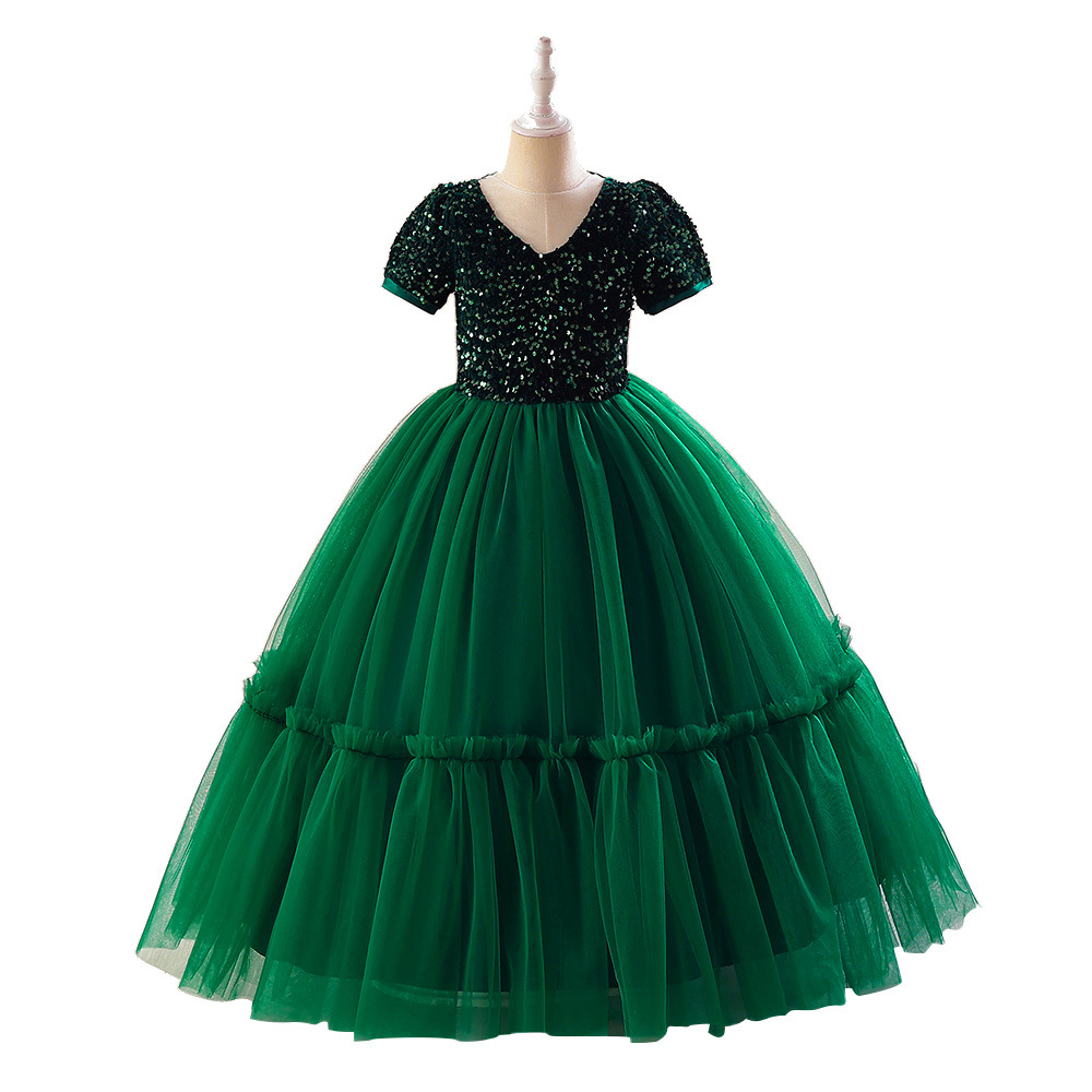 Comercio exterior nuevas niñas vestido de princesa vestido medio y grandes niños malla vestido fino brillante fiesta de Navidad princesa vestido image 8