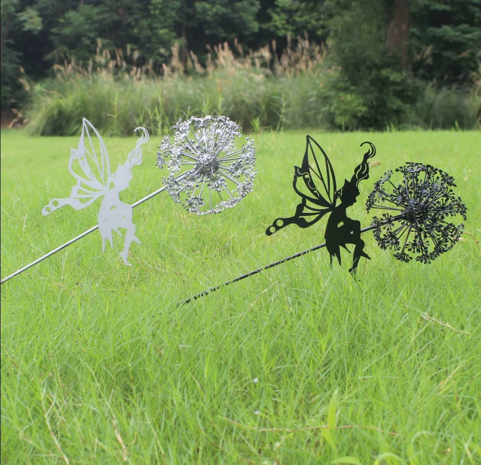 Amazon Cross-border Flower Fairy Elf and Dandelion Dance Robin White Elves Sculpture Metal Crafts