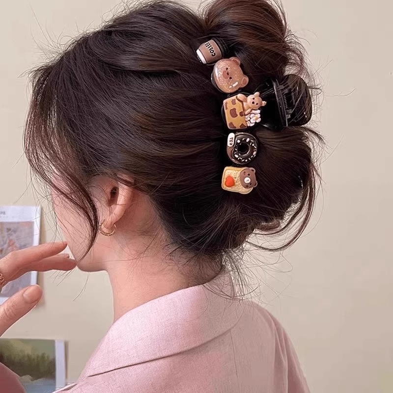 卡通饼干抓夹女高级感2025新款后脑勺鲨鱼夹爱心发夹气质盘发头饰|undefined