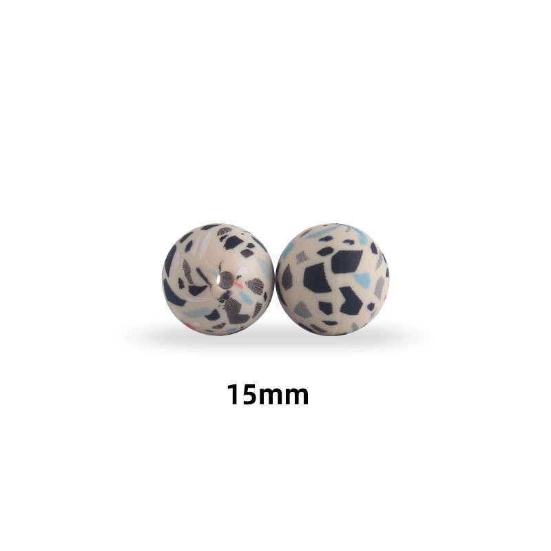 15mm leopardo pétalo color cuentas de transferencia de agua granos de silicona de calidad alimentaria DIY joyería chupete cadena teether pulsera