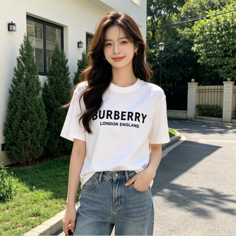 Burberry Letter Logo Print Fashion Versatile Pure Cotton Short-Sleeve T-Shirt Burberry Letter Logo Print Fashion Versatile Pure Cotton Short-Sleeve T-Shirt