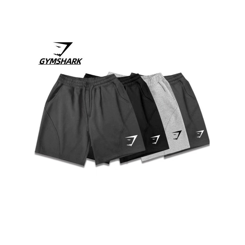 Gymshark American Retro Straight-Leg Non-Warping Knee-Length Three-Quarter Pants Cotton Muscle Shark Fitness Shorts for Men
