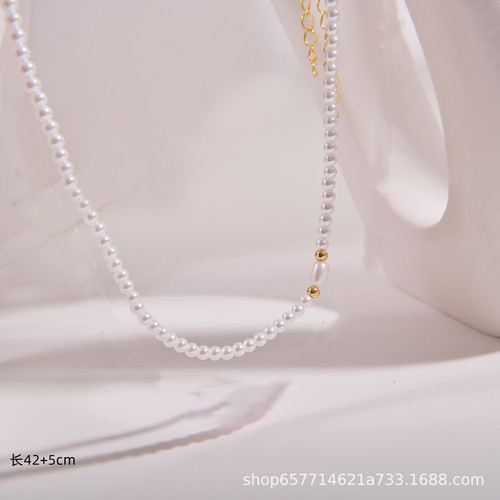 Elegant Layered Double Pearl Necklace for Women - Natural Stone, Unique, Light Luxury, Retro Oval Bead, Long Pendant Necklace Accessory