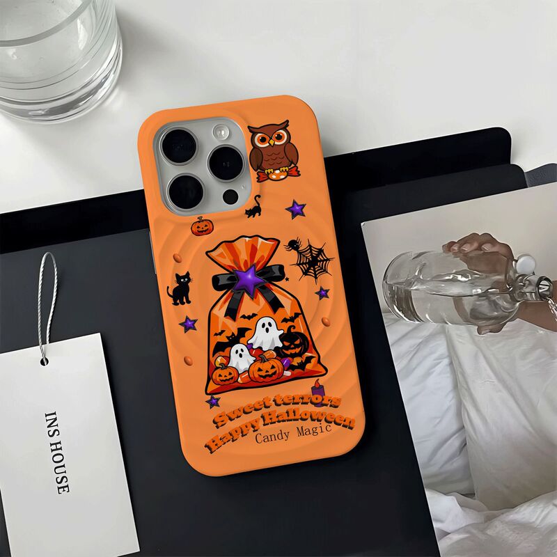 Halloween Pumpkin Ghost Monster Suitable for Ihone17Promax Apple 16P Mobile Phone Case Magnetic Corrugated Two-In-One