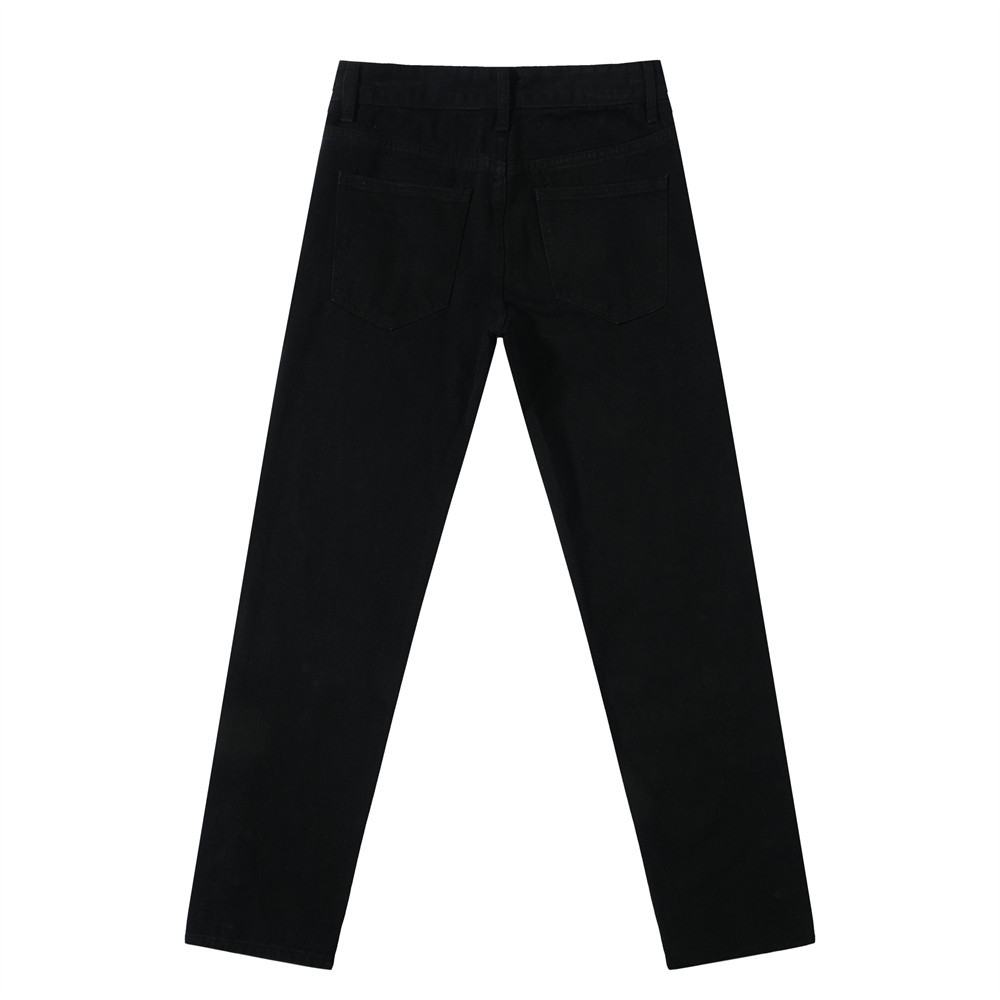 TIFO Herren-Jeans im stylischen High Street-Stil mit geradem Bein, Hosenschlitz mit Knopfleiste und Seitenschlitzen – klassischer schwarzer Denim für die Freizeit_voghion.com