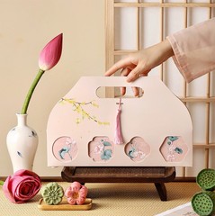 2025 新 4 ピース月餅包装箱中秋節ギフトボックスハンドボックス卵黄クリスプ月餅ギフトボックス