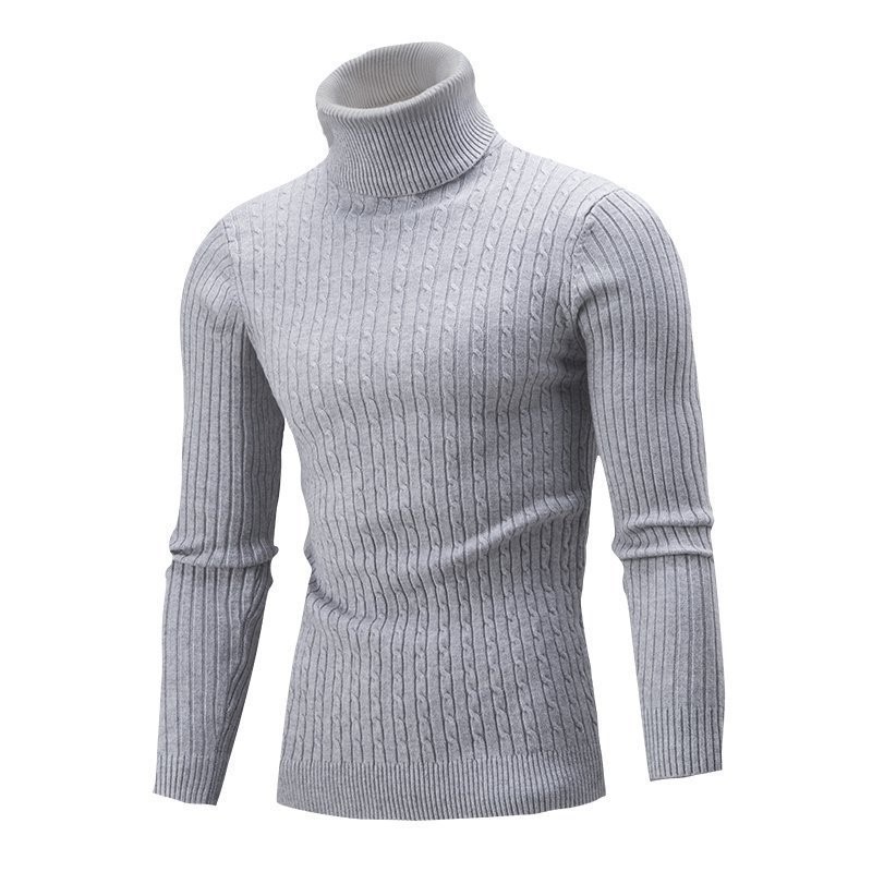 Men's Autumn and winter new high collar color Fried Dough Twists bottoming sweater men_voghion.com