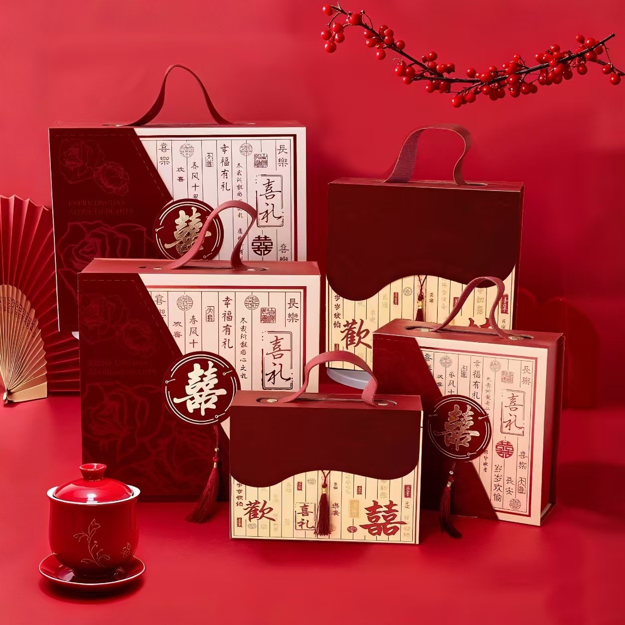 New Chinese Style Accompanying Gift Box Wedding Engagement High-end Gift Box Candy Box Full Moon One Year Old Return Gift Candy Box