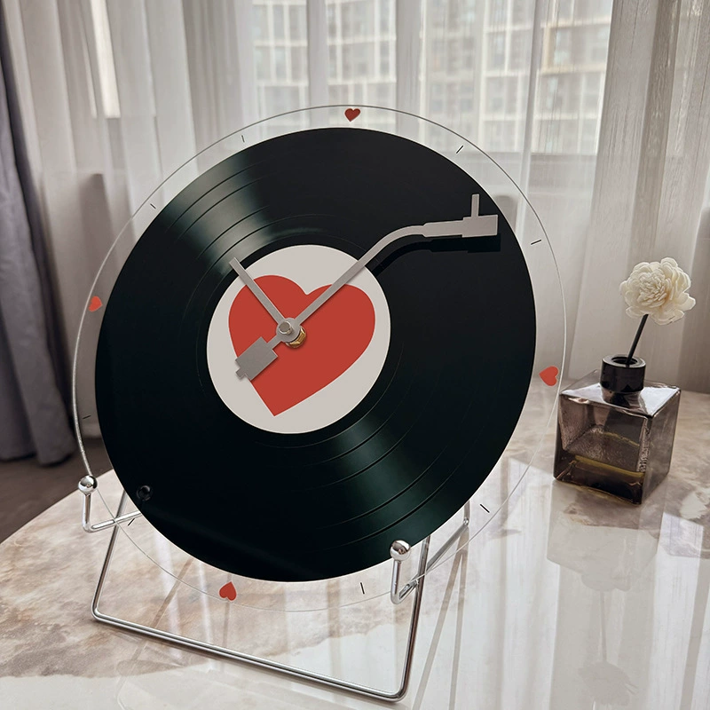 Ретро виниловые часы с изображением заката, настенные часы для гостиной, офисного стола, настольные украшения, винный шкаф, украшение для стены телевизора