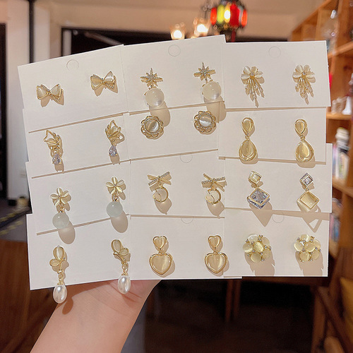 925 silver needle high-end niche cat's eye earrings feminine ins style light luxury pearl earrings earrings wholesale