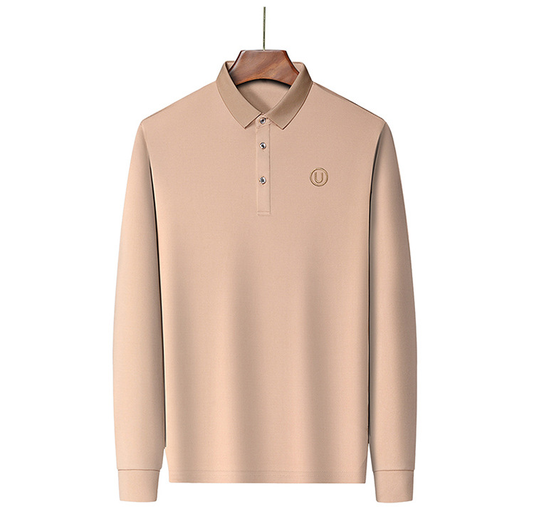 Polo de manga comprida para homem em algodão casual_voghion.com