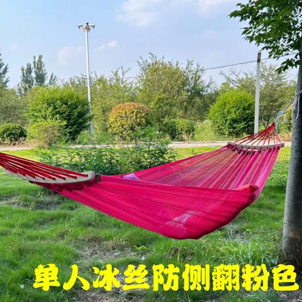 El fabricante Fuhua suministra una hamaca de malla de seda de hielo, transpirable, con tela de malla pequeña, en un bolsito pequeño para acampar. image 12