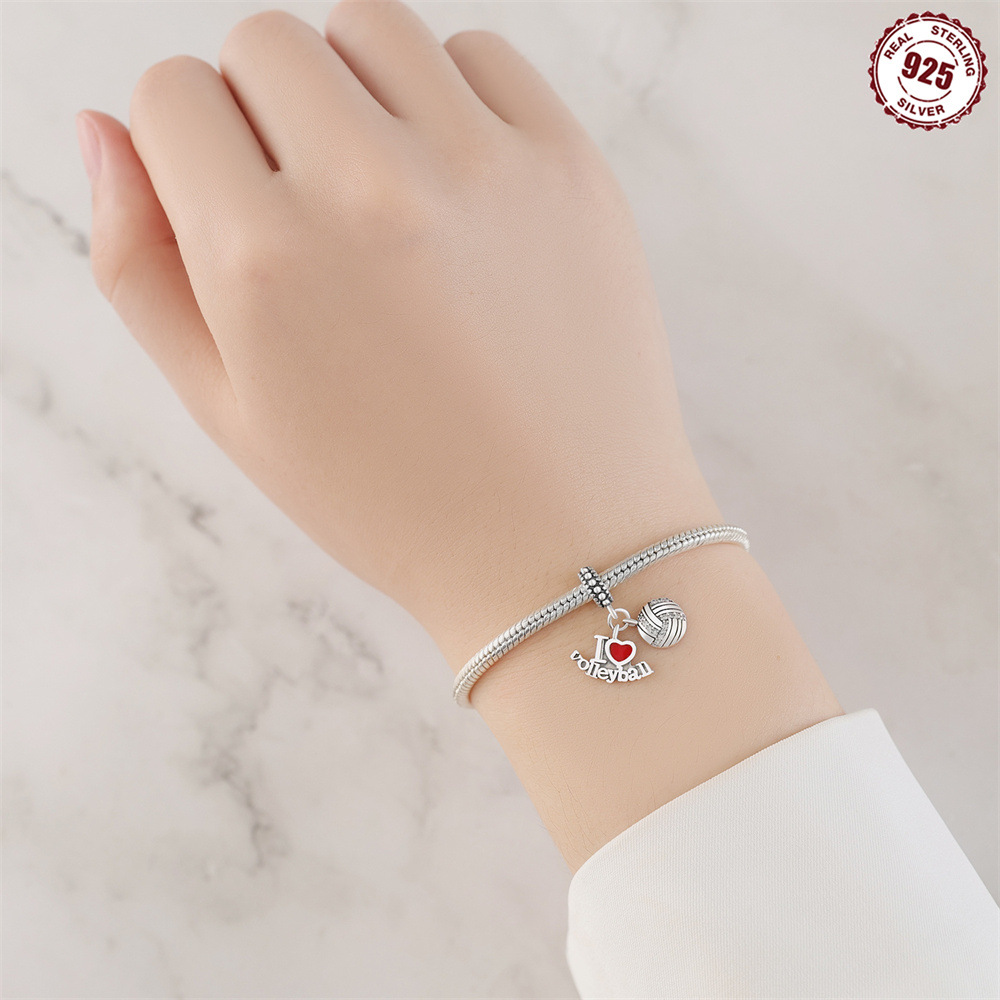 1 Piece 925 Sterling Silver Heart Shape Basketball Anchor Pendant display picture 37