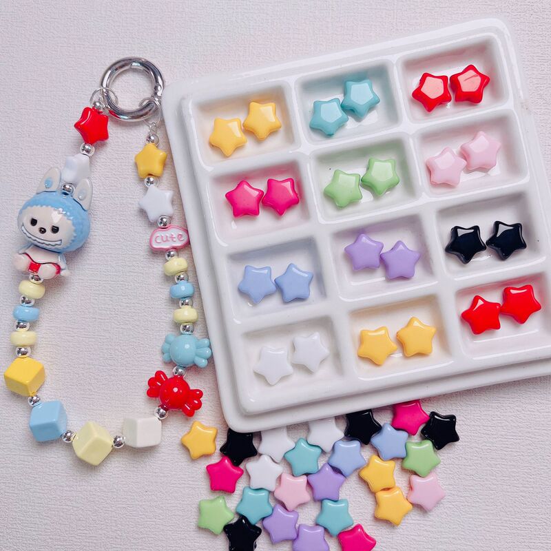 Acrylic Cute Solid Color Five-Pointed Star Beads DIY Handmade Mobile Phone Chain Keychain Jewelry Material Accessories Acrylic Cute Solid Color Five-Pointed Star Beads DIY Handmade Mobile Phone Chain Keychain Jewelry Material Accessories