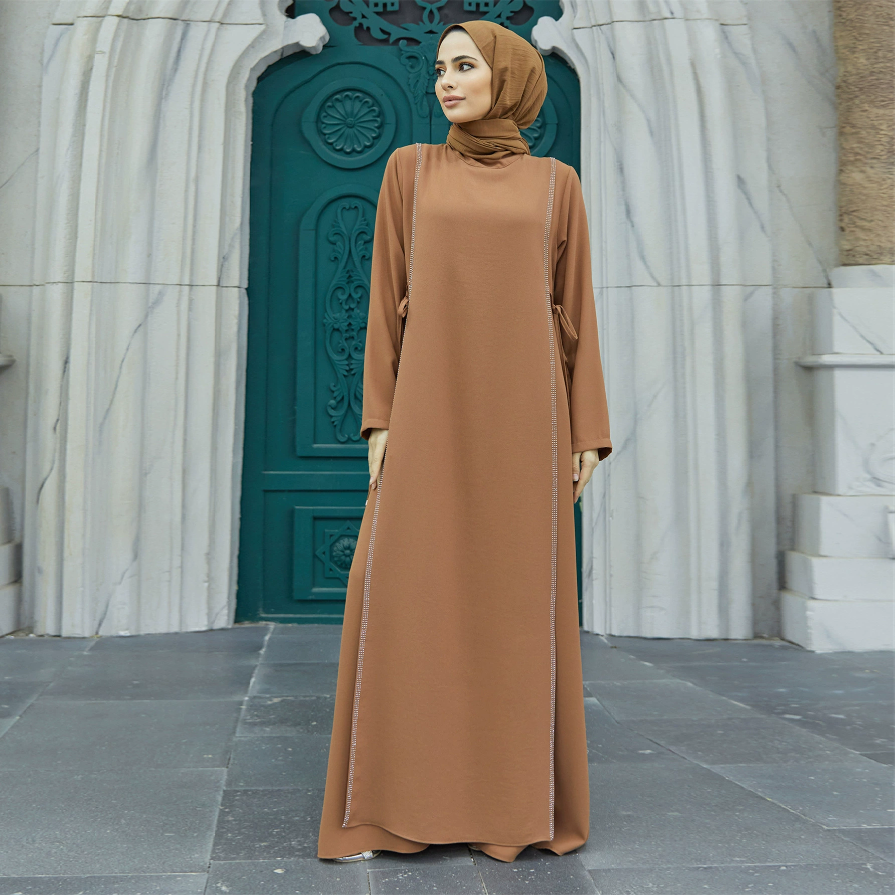 M199#Мусульманская ближневосточная юбка Скоростная распродажа Amazon Cross-border ABAYA халат, горячая вышивка камней талия платье